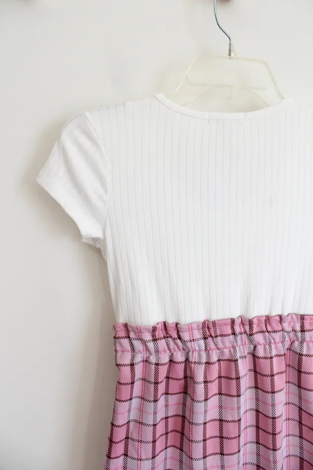 No Comment Rings NEW No Comment White Pink Plaid Dress Youth L 14