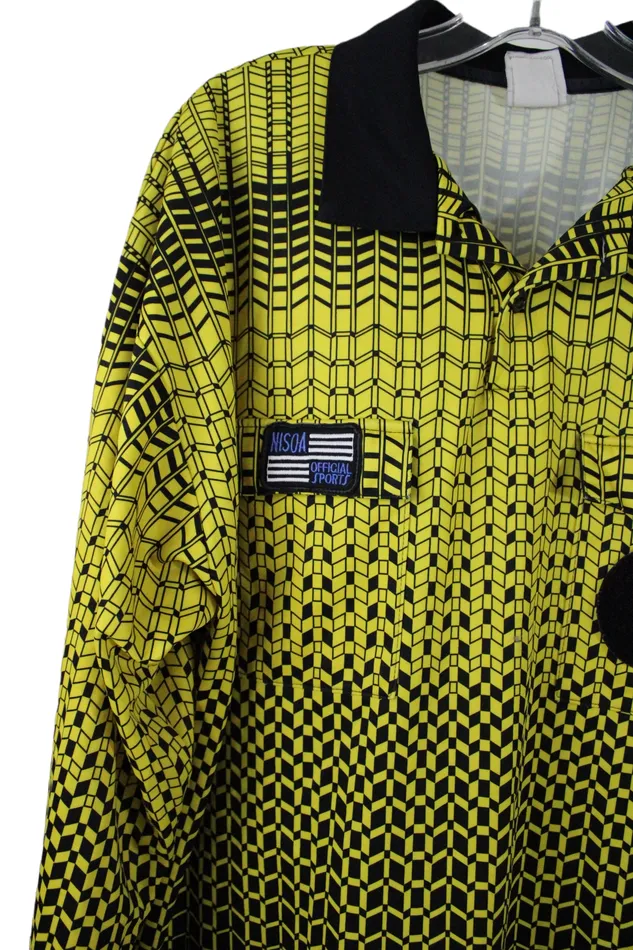 Official Sport Black Yellow Long Sleeved Polo XL Official Sports Rings