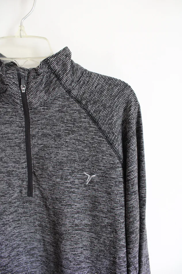 Old Navy Active Black Gray Striped Quarter Zip Athletic Sweatshirt XL 14 Old Navy Rings