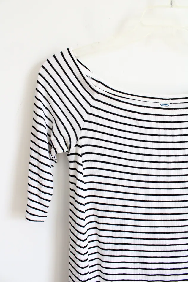 Old Navy Black White Striped OffTheShoulder Dress S Old Navy Rings