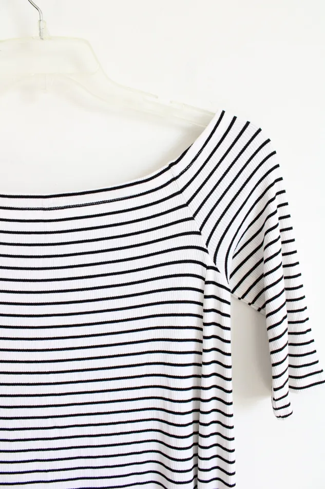 Old Navy Black White Striped OffTheShoulder Dress S Old Navy Rings
