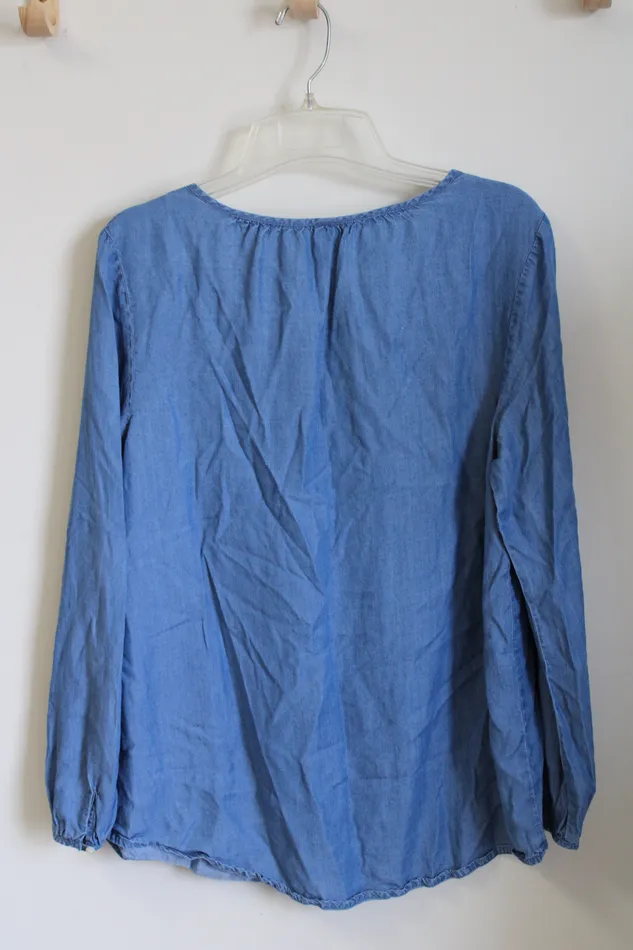 Old Navy Chambray Top M Old Navy Earrings