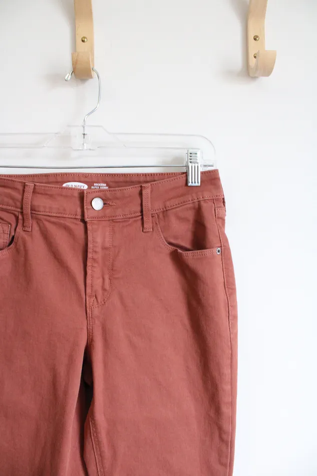 Old Navy Earrings Old Navy Rockstar Mid Rise Super Skinny Terracotta Orange Jeans 6