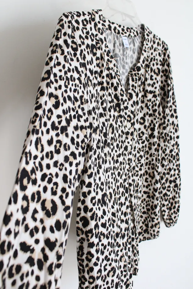 Old Navy Old Navy Leopard Print Long Sleeved Blouse S Earrings