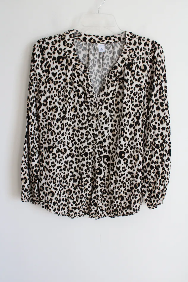 Old Navy Old Navy Leopard Print Long Sleeved Blouse S Earrings
