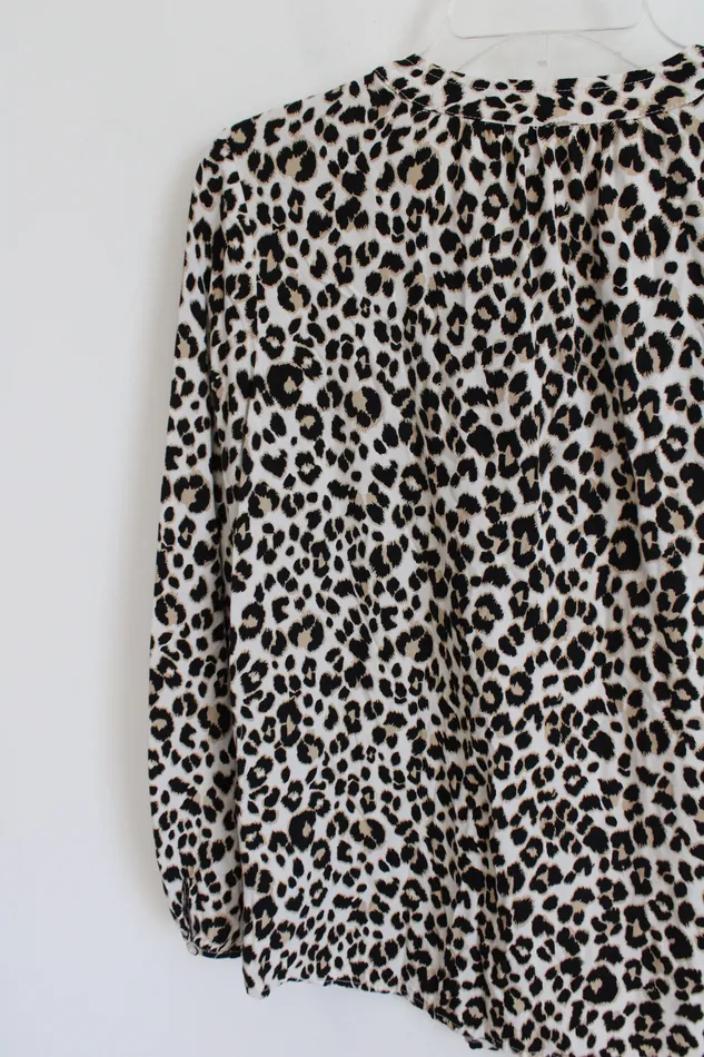 Old Navy Old Navy Leopard Print Long Sleeved Blouse S Earrings