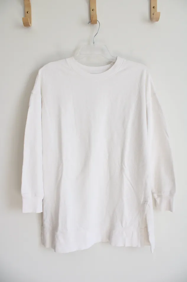 Old Navy Rings Old Navy White Long Pullover Sweatshirt XS Tall