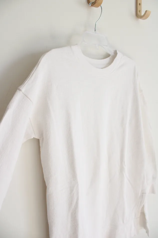 Old Navy Rings Old Navy White Long Pullover Sweatshirt XS Tall