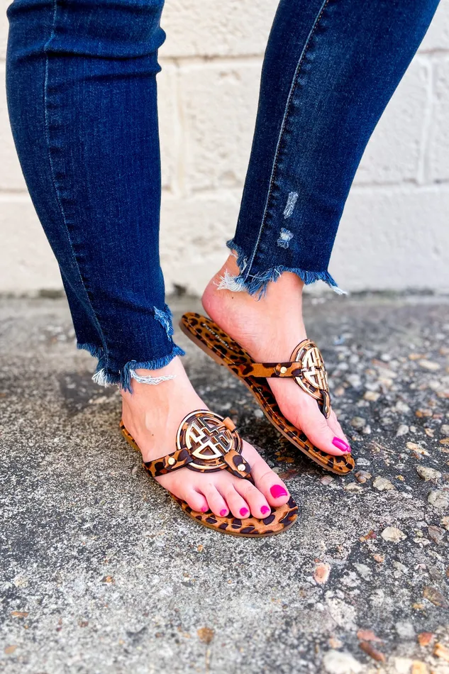 Olem Lauren Sandals Leopard Earrings