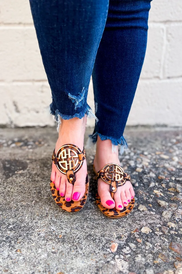 Olem Lauren Sandals Leopard Earrings