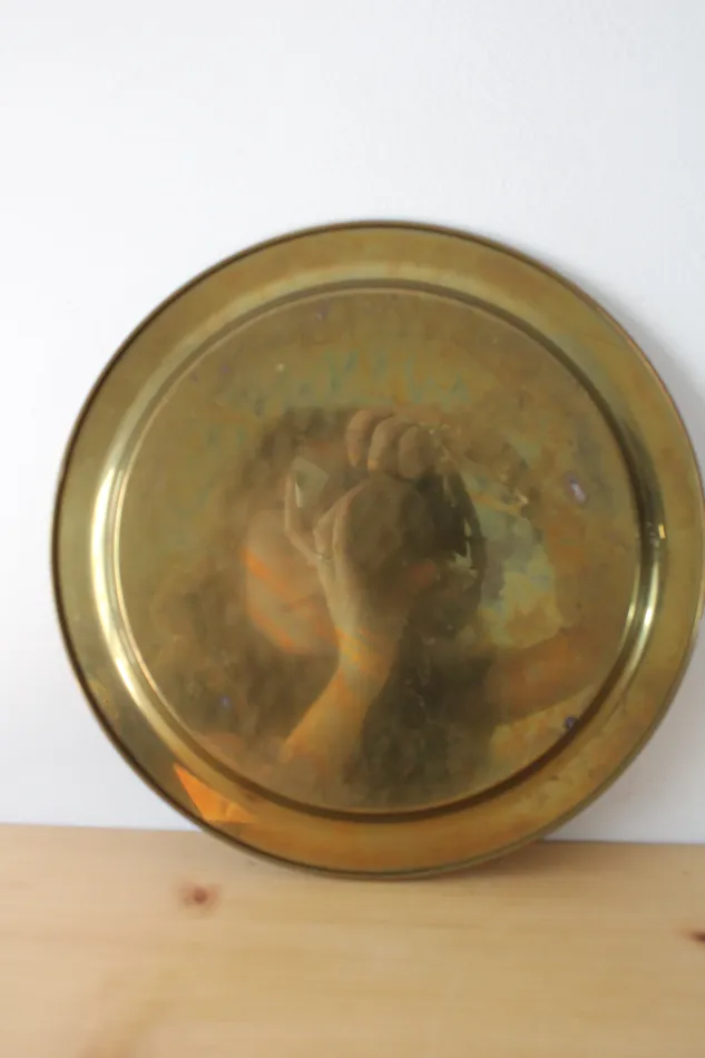 Oneida Rings Vintage Oneida Brass Bird Design Round Brass Serving Tray