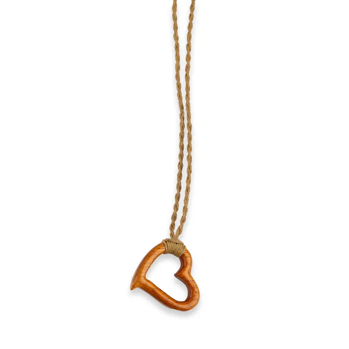 PACIFICOCEANCOL Open Heart Hawaiian Koa Necklace Necklaces