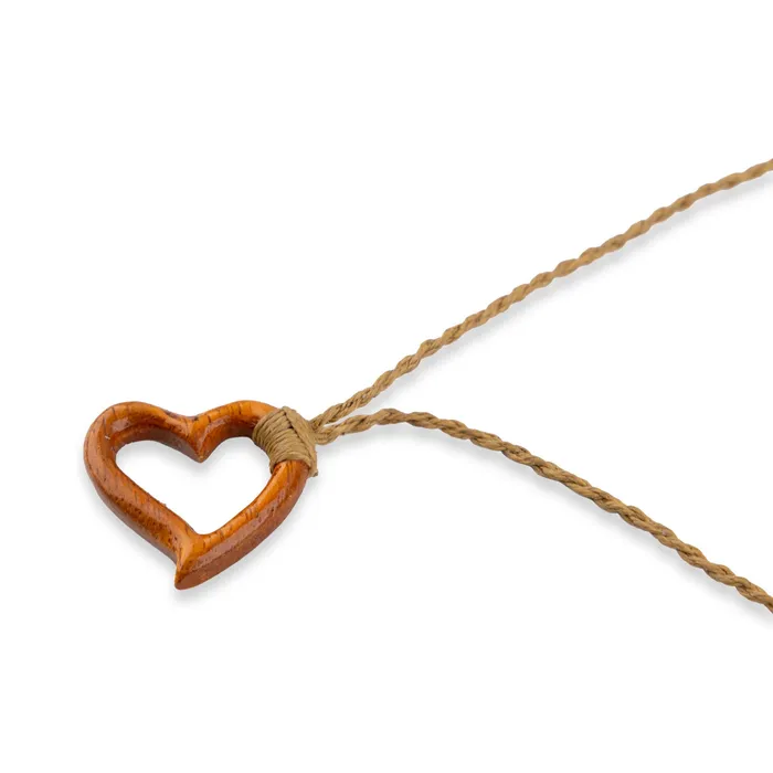 PACIFICOCEANCOL Open Heart Hawaiian Koa Necklace Necklaces