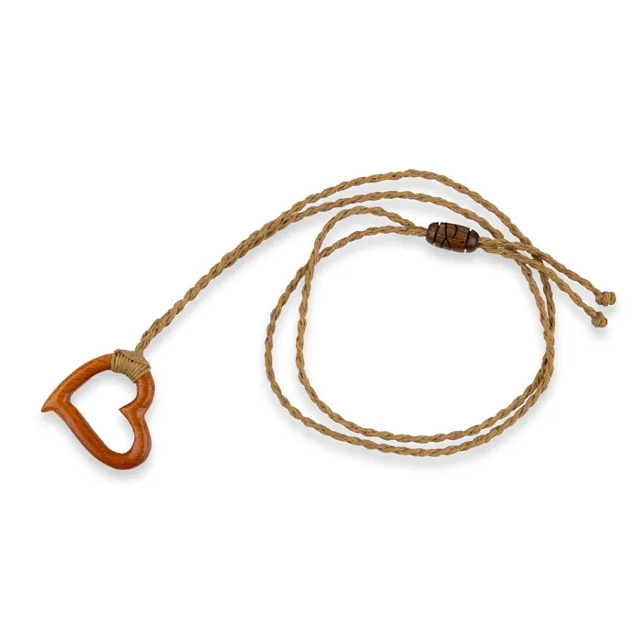 PACIFICOCEANCOL Open Heart Hawaiian Koa Necklace Necklaces