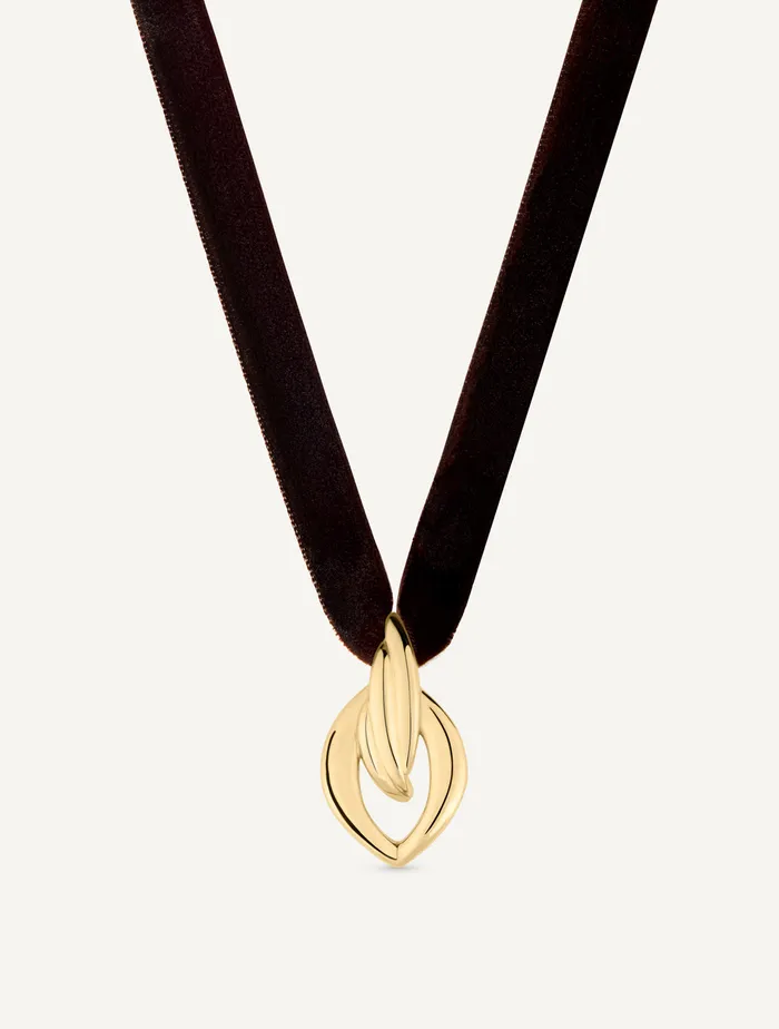 PALAIS BROWN VELVET NECKLACE Maison Dore Necklaces