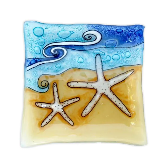 PAMPEANAGLASS Earrings Starfish Medium Square Plate