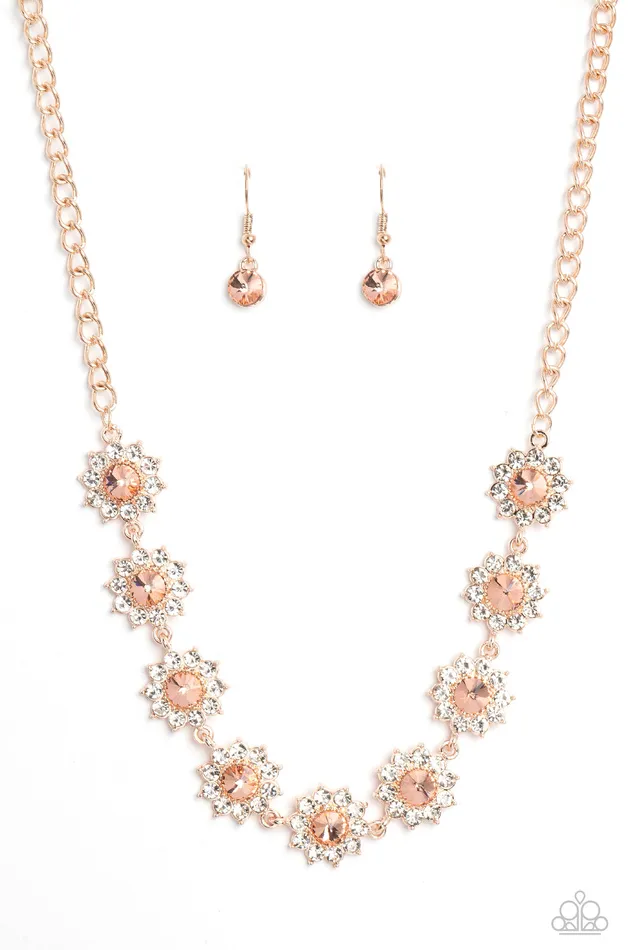 Paparazzi Accessories Blooming Brilliance Rose Gold Earrings
