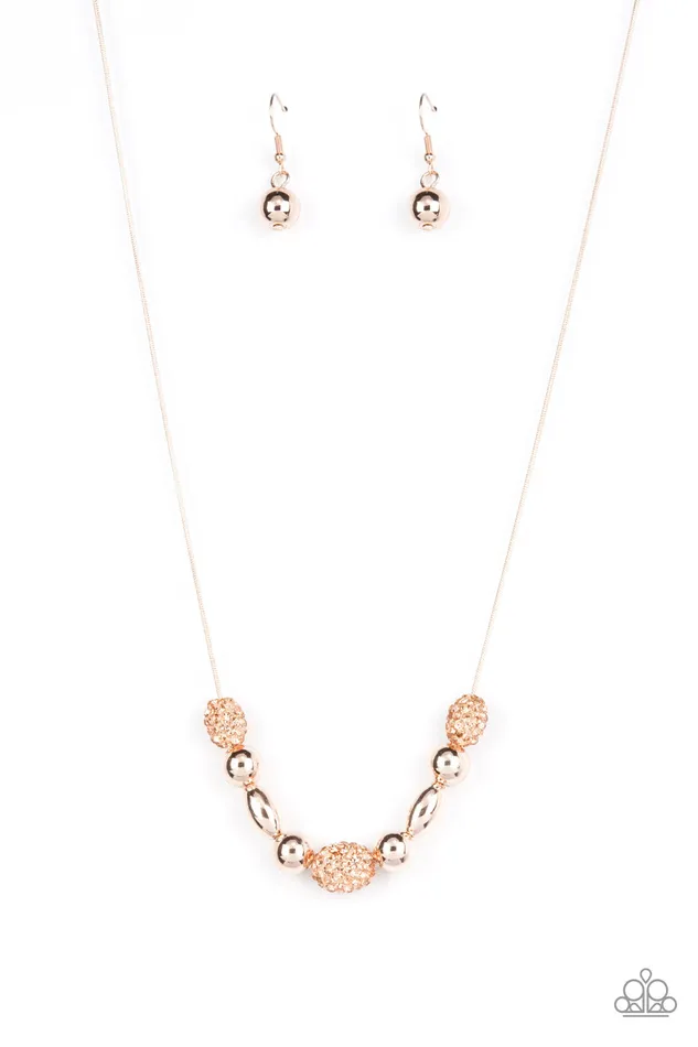 Paparazzi Accessories Earrings Space Glam Rose Gold