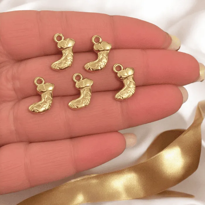 Peppy Beads 24Kt Gold Plated Christmas Stockings Charms 5 pcs in a pack Christmas Collection Charms Earrings