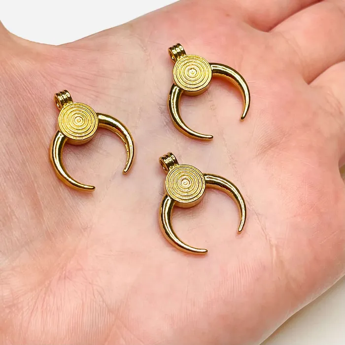 Peppy Beads 24Kt Shiny Gold Plated Brass Crescent Charms 23x19mm 3 pcs in a pack Earrings Peppy Beads 24Kt Shiny Gold Plated Brass Crescent Charms 23x19mm 3 pcs in a pack Earrings