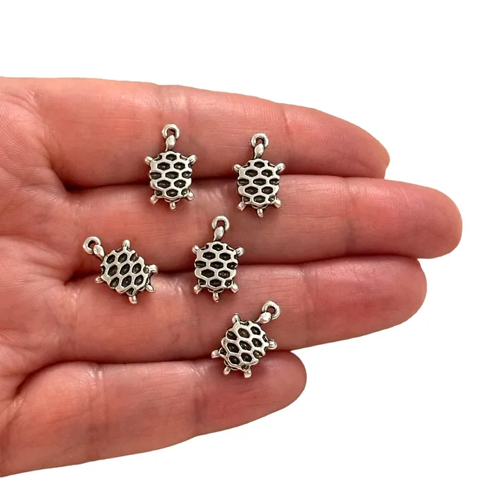 Peppy Beads Antique Silver Plated Caretta Charms Silver Under the Sea Charms 5 pcs in a pack Earrings Peppy Beads Antique Silver Plated Caretta Charms Silver Under the Sea Charms 5 pcs in a pack Earrings