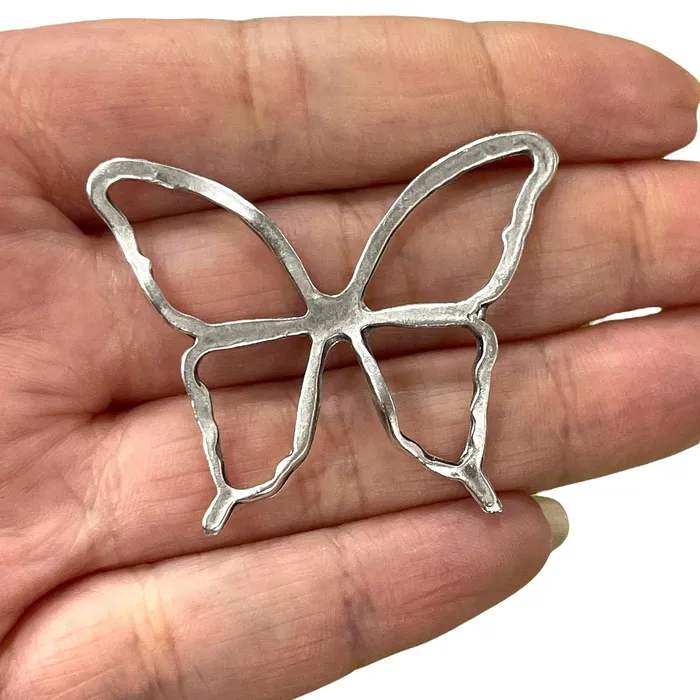Peppy Beads Antique Silver Plated Large Butterfly Connector Pendant Necklaces