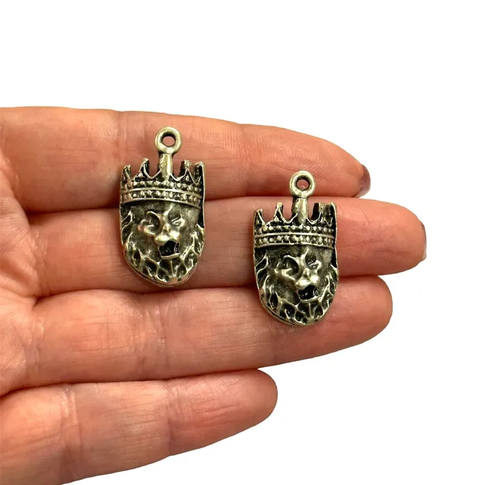 Peppy Beads Antique Silver Plated Lion King Charms 2 pcs in a pack Earrings
