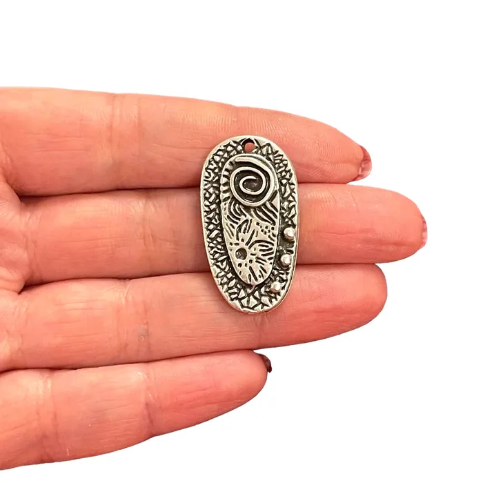Peppy Beads Charm Necklaces Antique Silver Plated Authentic Swirl Charm