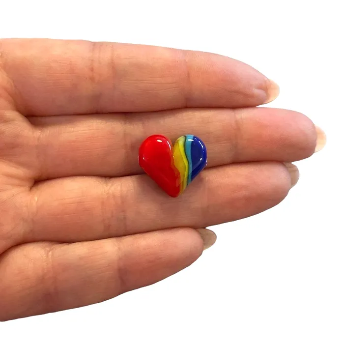 Peppy Beads Charm Necklaces Hand Made Murano Glass Rainbow Heart Charm
