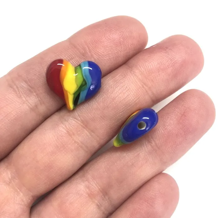 Peppy Beads Charm Necklaces Hand Made Murano Glass Rainbow Heart Charm