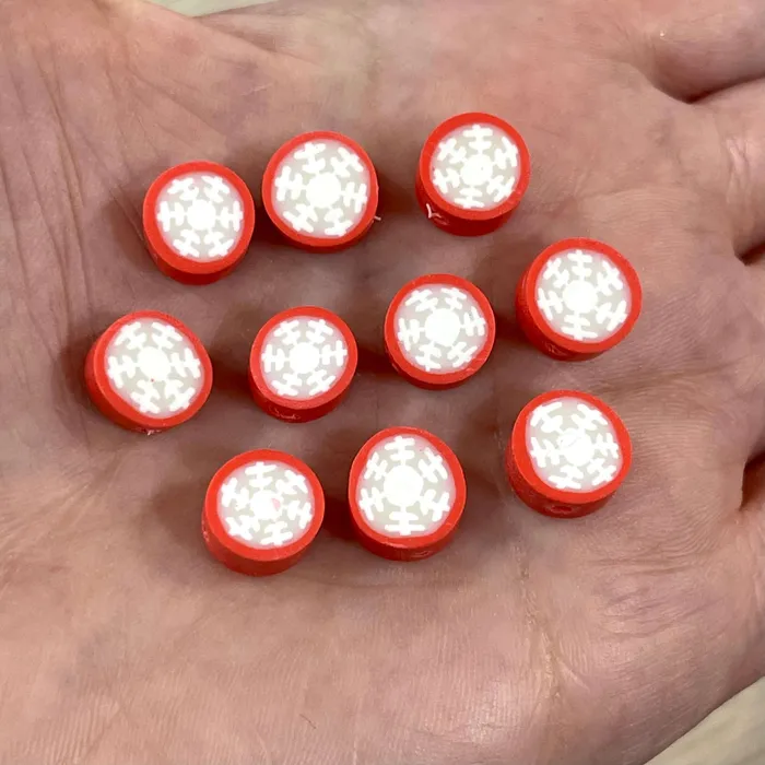 Peppy Beads Earrings 10mm Polymer Clay Snowflake Round Beads10 Beads in a Pack