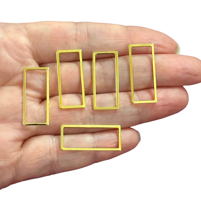 Peppy Beads Earrings 24Kt Gold Plated 26x12mm Rectangle Charms Gold Rectangle Connector Charms 5 pcs in a pack Peppy Beads Earrings 24Kt Gold Plated 26x12mm Rectangle Charms Gold Rectangle Connector Charms 5 pcs in a pack