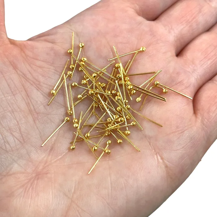 Peppy Beads Earrings 24Kt Gold Plated Ballpoint Headpins 05mm by 15mm 24Kt Gold Plated Brass Ball Head Pins Peppy Beads Earrings 24Kt Gold Plated Ballpoint Headpins 05mm by 15mm 24Kt Gold Plated Brass Ball Head Pins