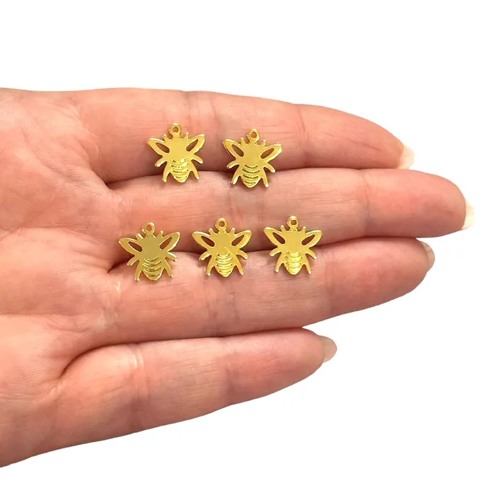 Peppy Beads Earrings 24Kt Gold Plated Bumblebee Charms 5 pcs in a pack