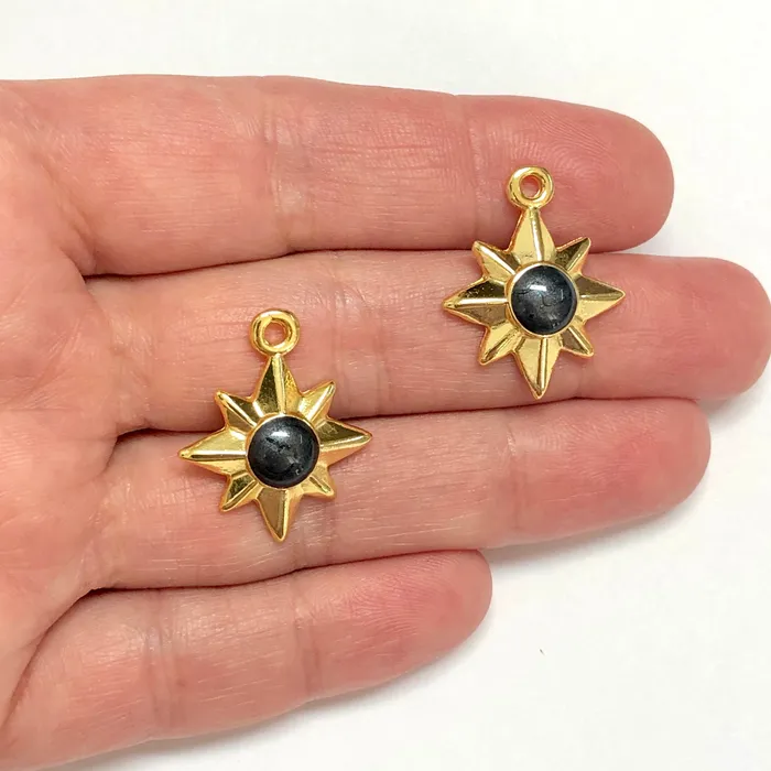 Peppy Beads Earrings 24Kt Gold Plated Enamelled North Star Charms 2 pcs in a pack Peppy Beads Earrings 24Kt Gold Plated Enamelled North Star Charms 2 pcs in a pack
