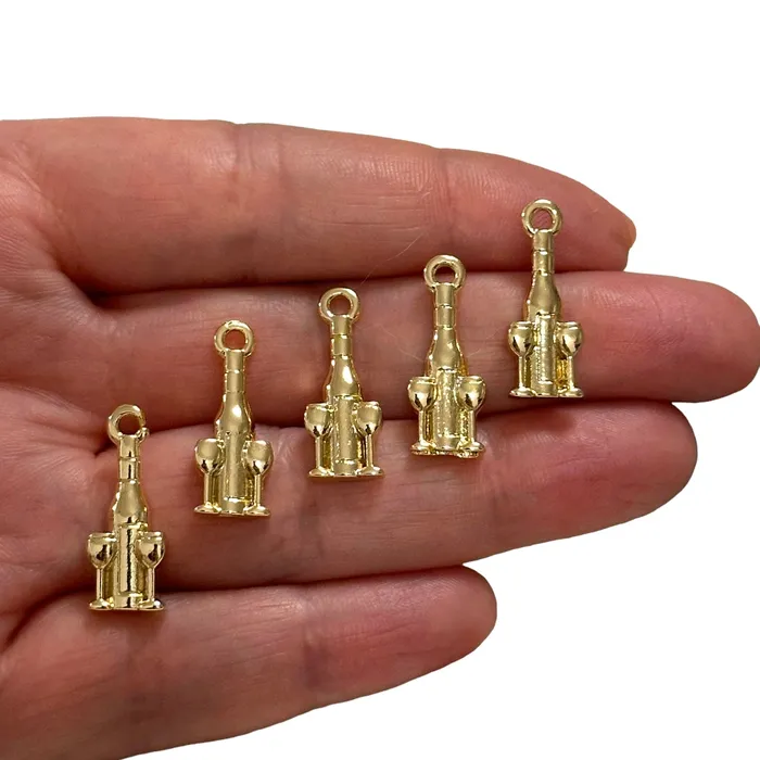 Peppy Beads Earrings 24Kt Gold Plated Wine Bottle Charms Gold Wine Lover Charms 5 pcs in a pack Peppy Beads Earrings 24Kt Gold Plated Wine Bottle Charms Gold Wine Lover Charms 5 pcs in a pack