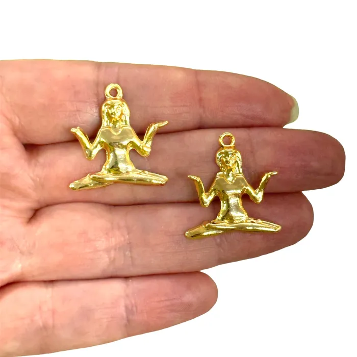 Peppy Beads Earrings 24Kt Gold Plated Yoga Charms 2 pcs in a pack