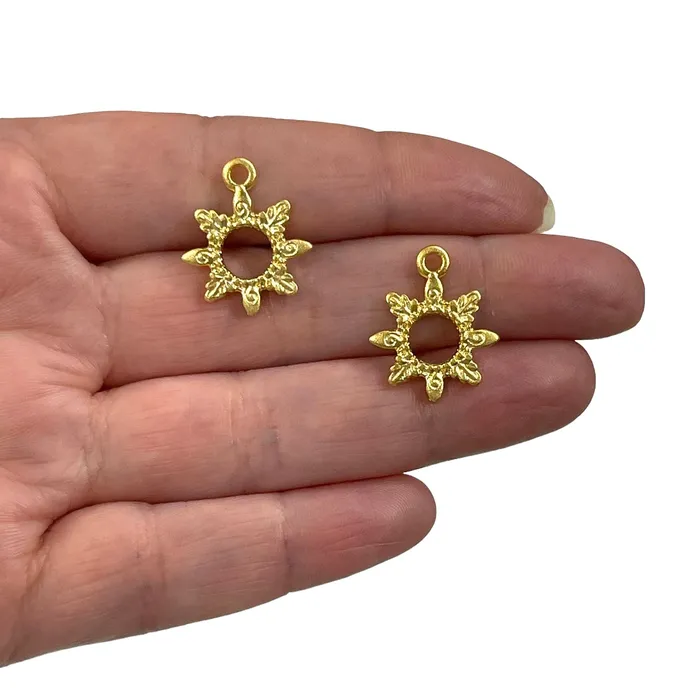 Peppy Beads Earrings 24Kt Matte Gold Plated Flower Charms 3 pcs in a pack