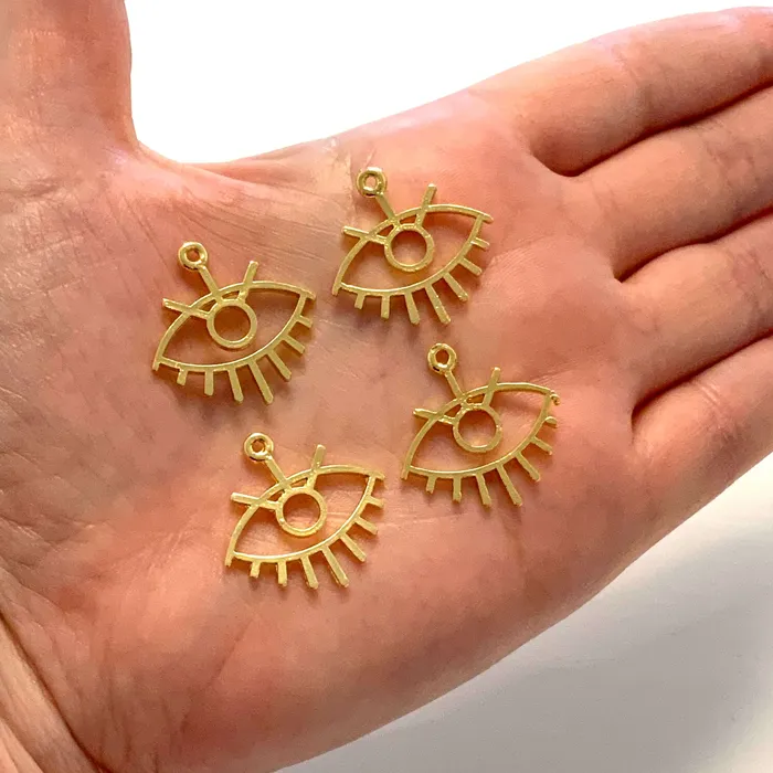 Peppy Beads Earrings 24Kt Shiny Gold Plated Eye CharmsGold Eye Charms 4 pcs in a pack Peppy Beads Earrings 24Kt Shiny Gold Plated Eye CharmsGold Eye Charms 4 pcs in a pack
