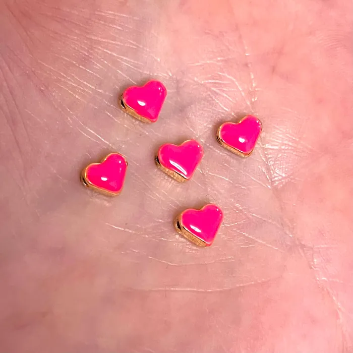 Peppy Beads Earrings 24Kt Shiny Gold Plated Neon Pink Enamelled Heart Spacer Charms 5 pcs in a pack Peppy Beads Earrings 24Kt Shiny Gold Plated Neon Pink Enamelled Heart Spacer Charms 5 pcs in a pack