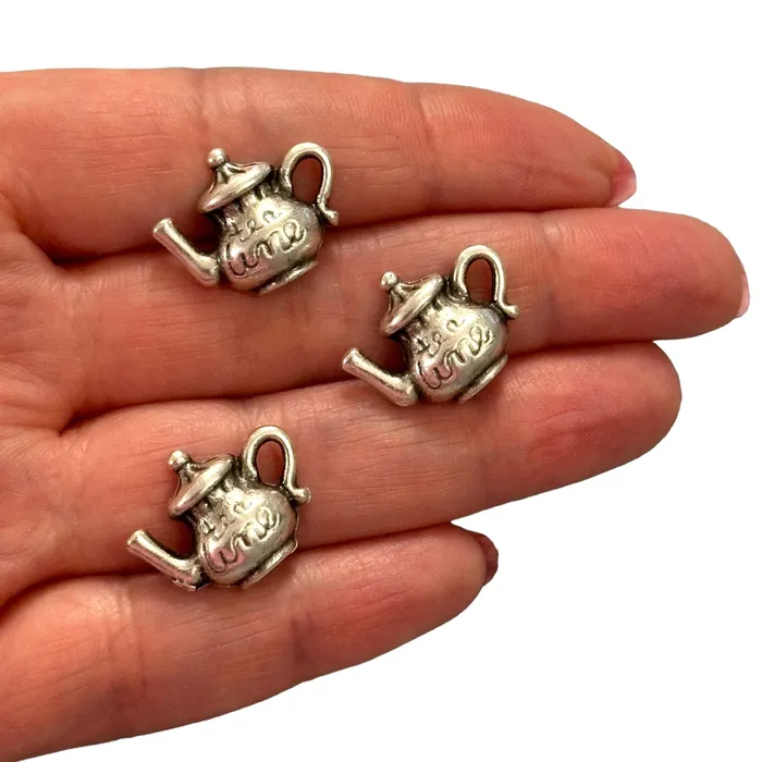 Peppy Beads Earrings Antique Silver Plated Tea Pot Charms Silver Tea Time Collection Charms 3 pcs in a pack Peppy Beads Earrings Antique Silver Plated Tea Pot Charms Silver Tea Time Collection Charms 3 pcs in a pack