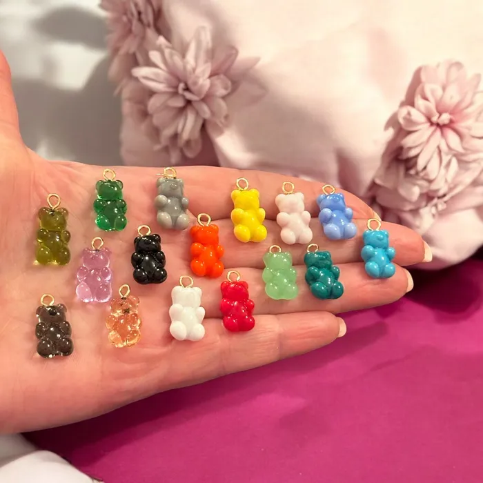 Peppy Beads Earrings Hand Made Murano Glass Jelly Bear Charm Murano Bear Pendant Gummy Bear Earring Charm