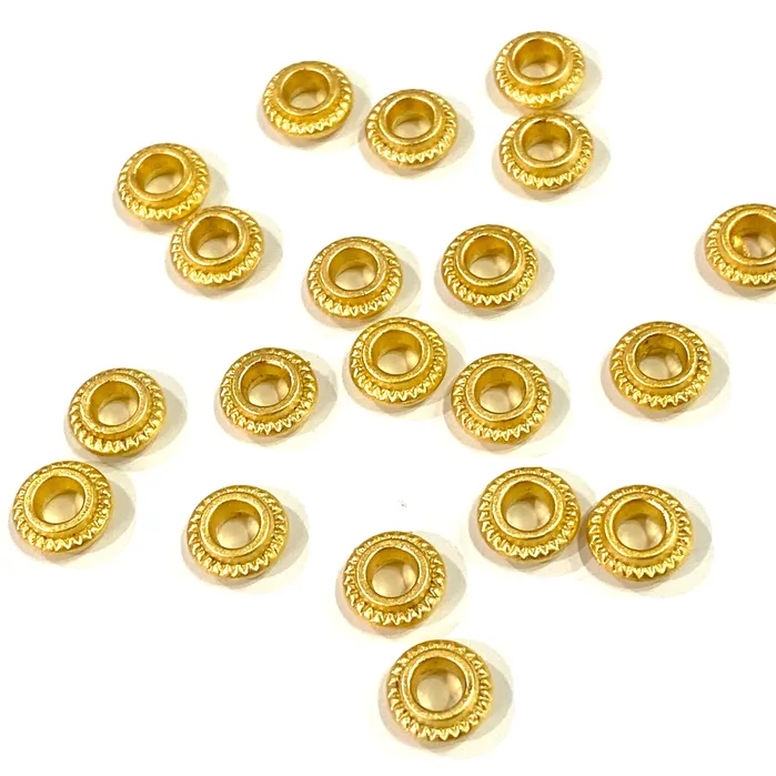 Peppy Beads Earrings Large Hole 24Kt Matte Gold Plated Spacer Charms 24Kt Matte Gold Plated Large Hole Brass Spacers 10 pcs in a pack Peppy Beads Earrings Large Hole 24Kt Matte Gold Plated Spacer Charms 24Kt Matte Gold Plated Large Hole Brass Spacers 10 pcs in a pack