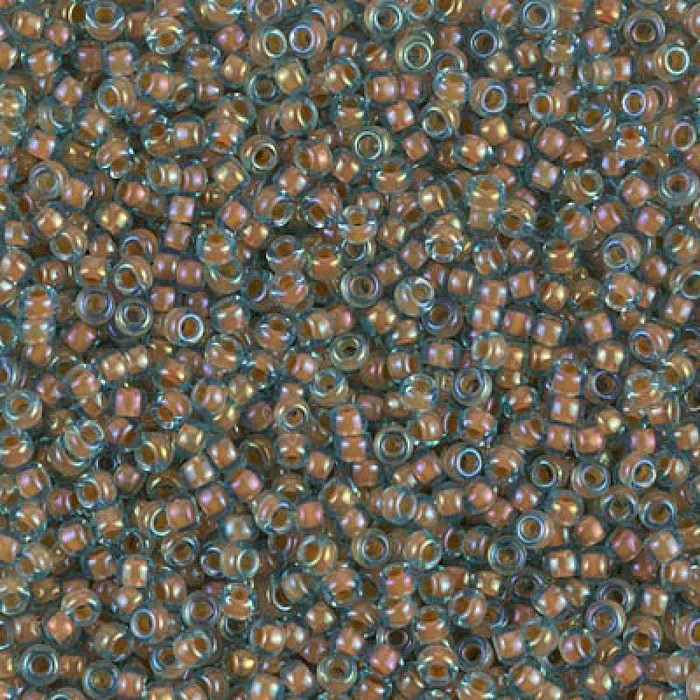 Peppy Beads Earrings Miyuki Seed Beads 150 0351 Peach Lined Aqua Luster 10 Gr