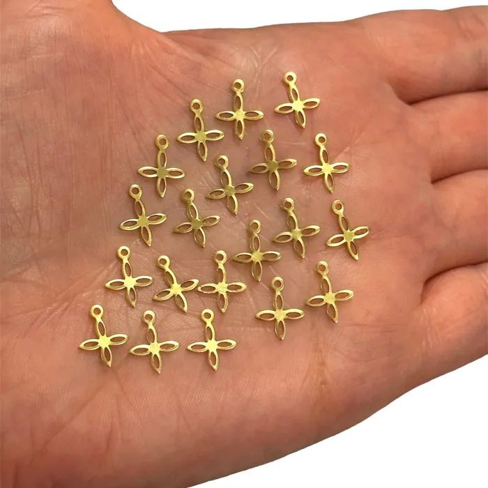 Peppy Beads Earrings Raw Brass Flower Charms 20 pcs in a pack