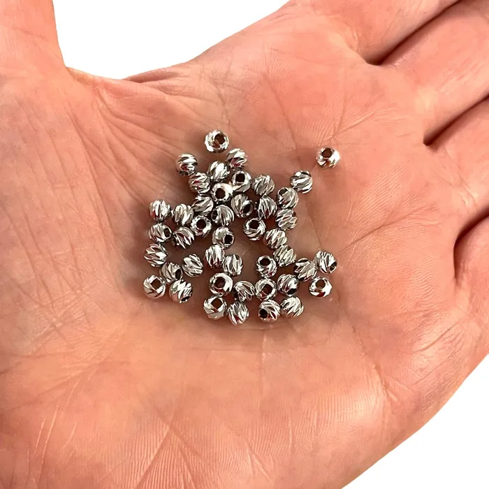 Peppy Beads Earrings Rhodium Plated Laser Cut 4mm Spacer Beads Rhodium Plated 4mm Dorica Spacer Beads 50 beads in a pack Peppy Beads Earrings Rhodium Plated Laser Cut 4mm Spacer Beads Rhodium Plated 4mm Dorica Spacer Beads 50 beads in a pack