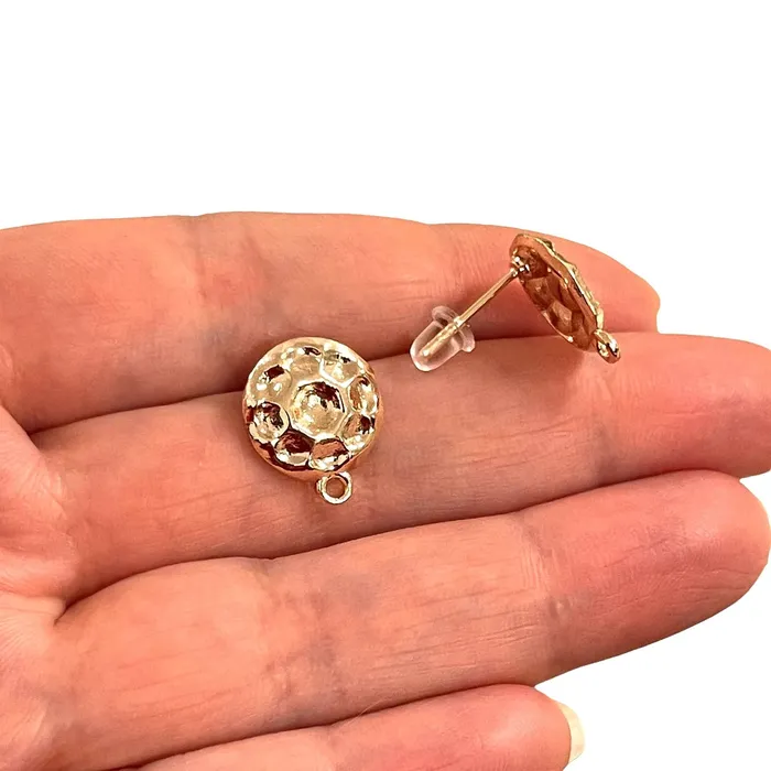 Peppy Beads Earrings Rose Gold Plated Brass Round Stud Earrings 2 pcs in a pack