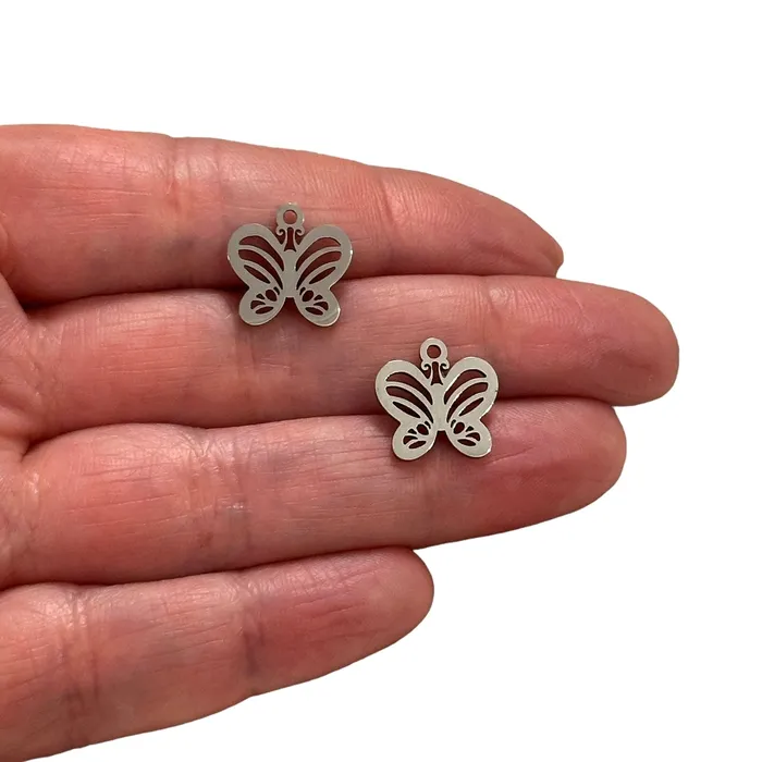 Peppy Beads Earrings Stainless Steel Butterfly Charms 2 pcs in a pack