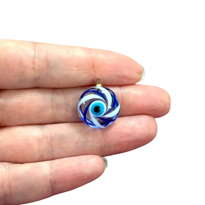 Peppy Beads Hand Made Murano Glass Evil Eye Charm With 24Kt Gold Plated Pin Necklaces Peppy Beads Hand Made Murano Glass Evil Eye Charm With 24Kt Gold Plated Pin Necklaces
