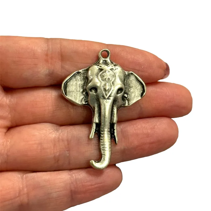 Peppy Beads Necklaces Antique Silver Plated Large Elephant Pendant